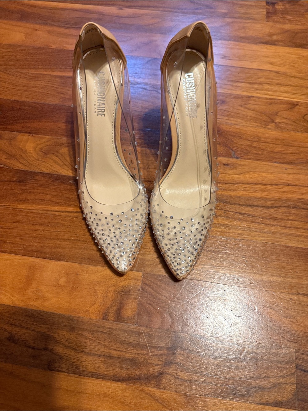 Cushionaire Nude Pointed Toe Studded Heels